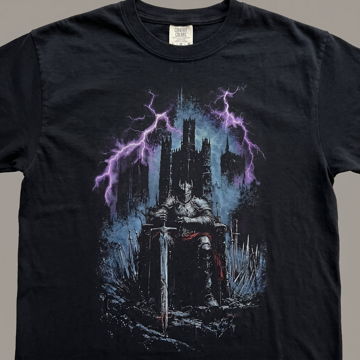 Knight's Throne fantasy knight graphic T-shirt product photograph