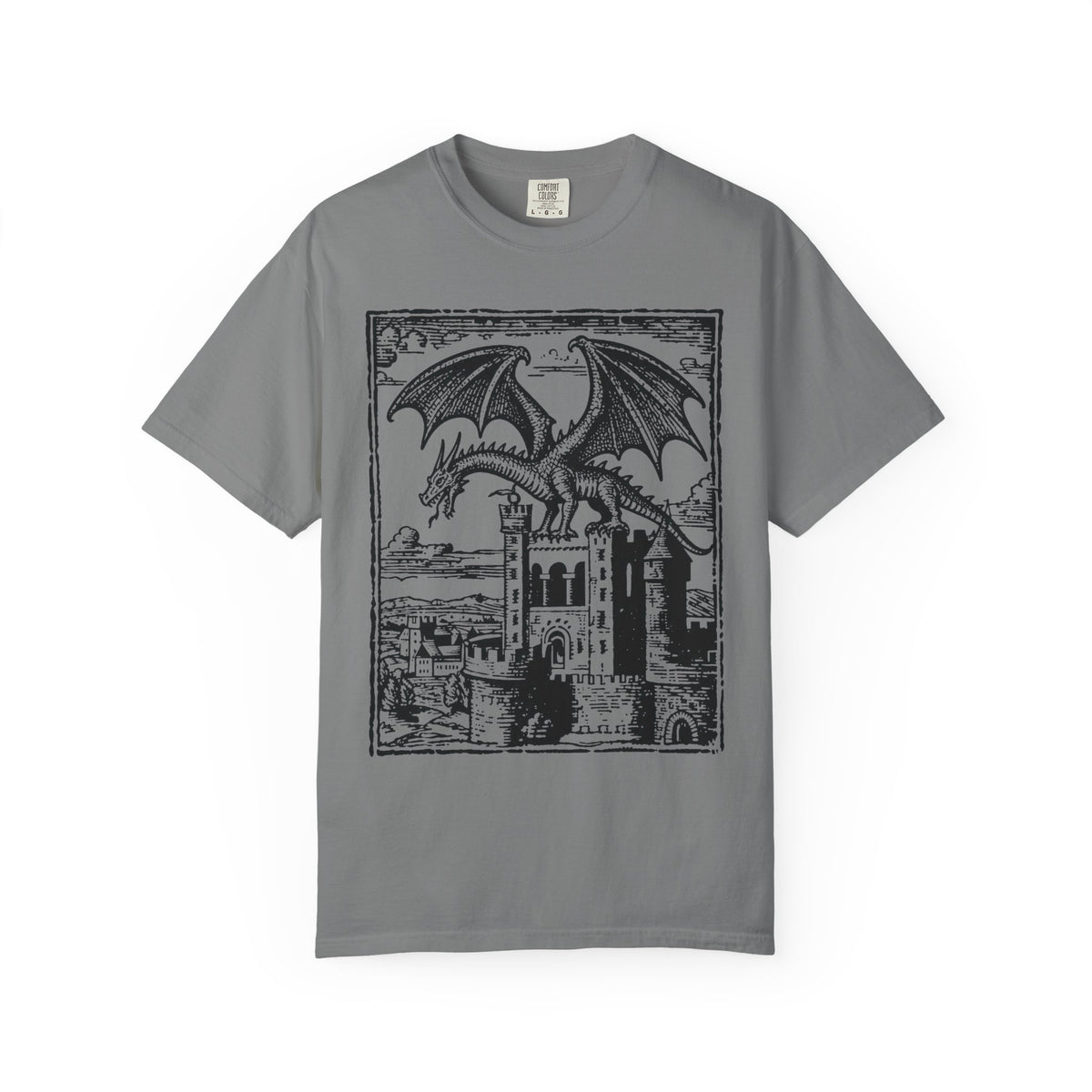 Dragon's Keep graphic T-shirt in grey