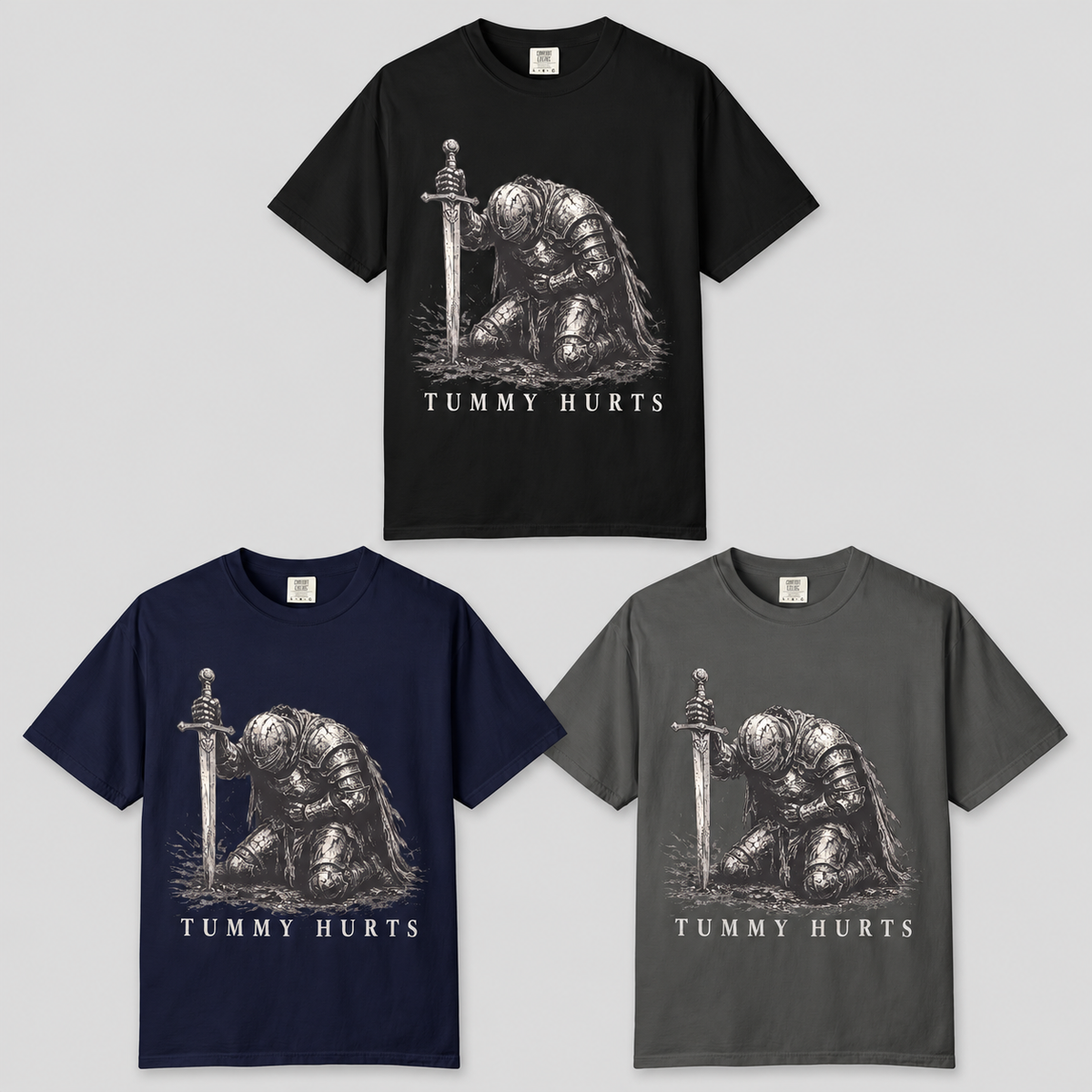 Tummy Hurts medieval knight T-shirt product display